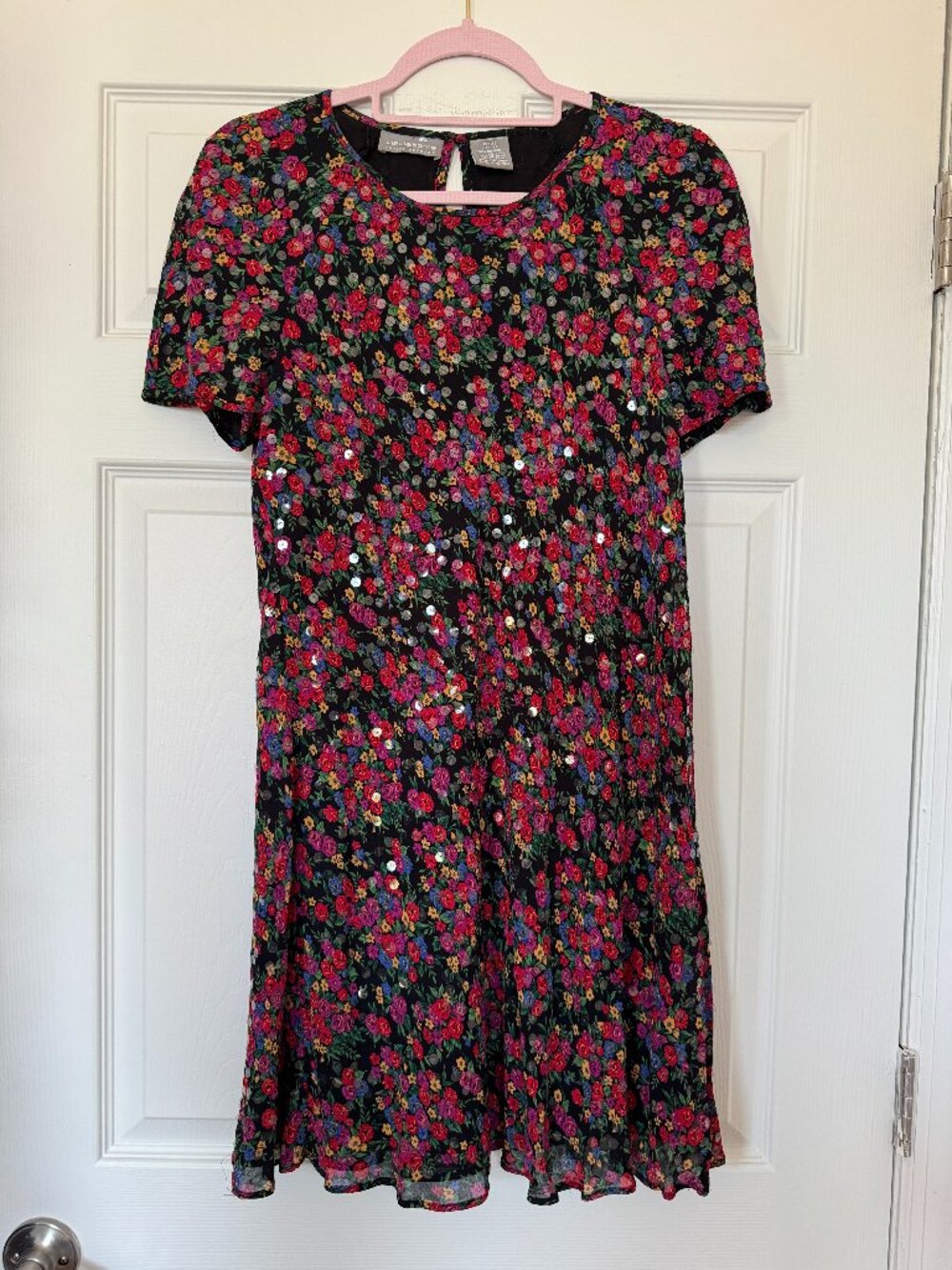 Vintage Liz Claiborne Floral Sequin Dress Size 6 (runs large)